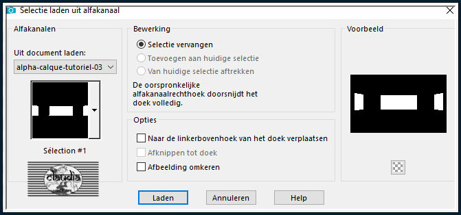 Selecties - Selectie laden/opslaan - Selectie laden uit alfakanaal : Sélection #1