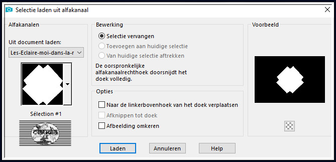Selecties - Selectie laden/opslaan - Selectie laden uit alfakanaal : Sélection #1