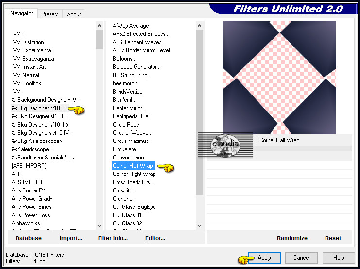 Effecten - Insteekfilters - <I.C.NET Software> - Filters Unlimited 2.0 -&<Bkg Designer sf10 I> - Corner Half Wrap