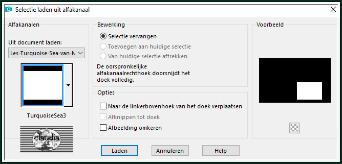 Selecties - Selectie laden/opslaan - Selectie laden uit alfkanaal : TurquoiseSea3