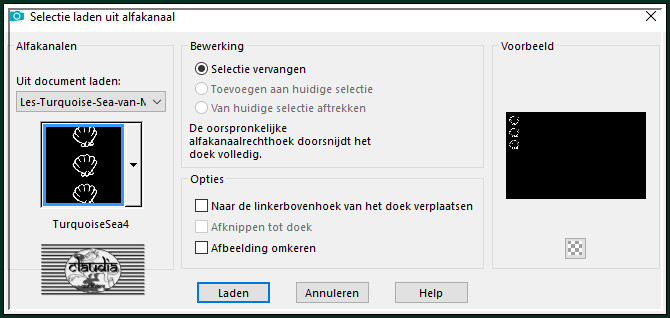 Selecties - Selectie laden/opslaan - Selectie laden uit alfkanaal : TurquoiseSea4