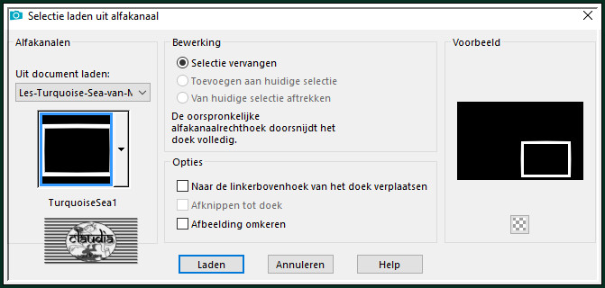 Selecties - Selectie laden/opslaan - Selectie laden uit alfkanaal : TurquoiseSea1