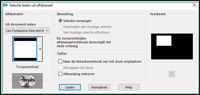 Selecties - Selectie laden/opslaan - Selectie laden uit alfkanaal : TurquoiseSea2