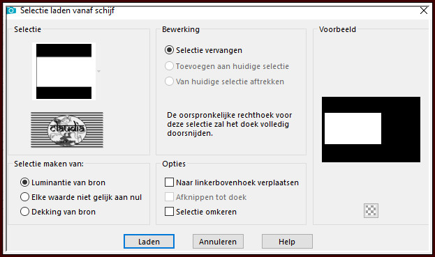 Selecties - Selectie laden/opslaan - Selectie laden vanaf schijf : LA_ALEXIS 1