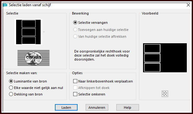 Selecties - Selectie laden/opslaan - Selectie laden vanaf schijf : LA_ALEXIS 3