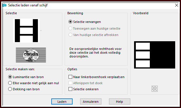 Selecties - Selectie laden/opslaan - Selectie laden vanaf schijf : LA_ALEXIS 4