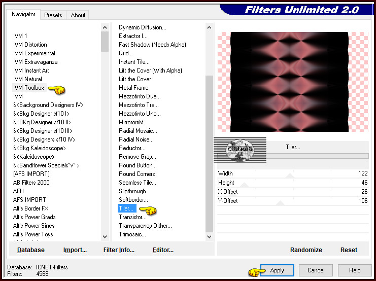 Effecten - Insteekfilters - <I.C.NET Software> - Filters Unlimited 2.0 - VM Toolbox - Tiler