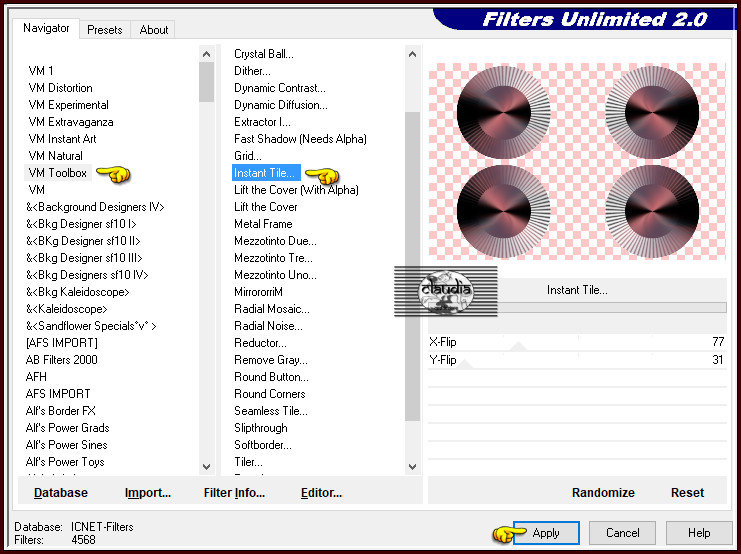 Effecten - Insteekfilters - <I.C.NET Software> - Filters Unlimited 2.0 - VM Toolbox - Instant Tile