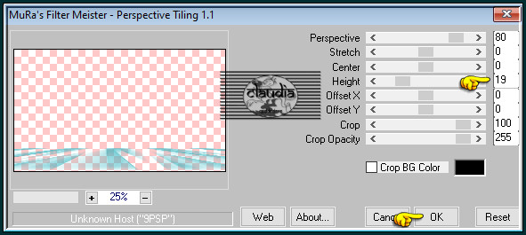 Effecten - Insteekfilters - MuRa's Meister - Perspective Tiling : Crop BG Color = 3de kleur
