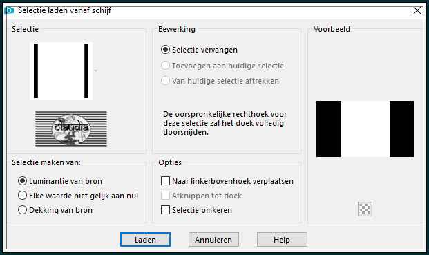 Selecties - Selectie laden/opslaan - Selectie laden vanaf schijf : LA_SIG 128-1