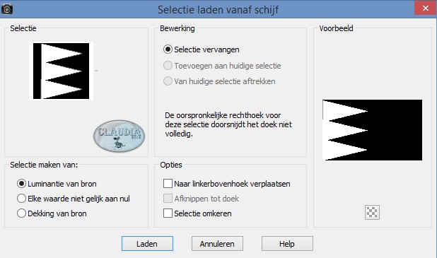 Selecties - Selectie laden/opslaan - Selectie laden vanaf schijf : LA_S98 1