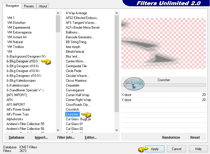 Effecten - Insteekfilters - <I.C.NET Software> - Filters Unlimited 2.0 - &<Bkg Designer sf10 I> - Cruncher