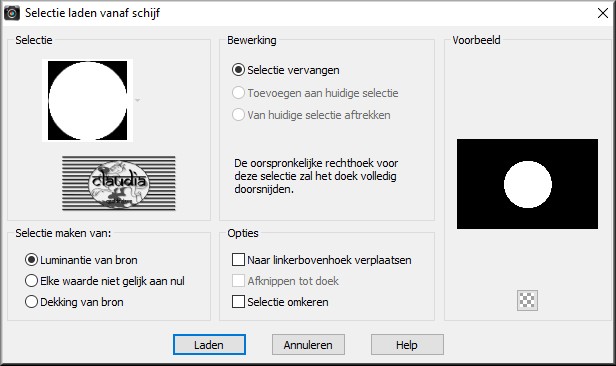 Selecties - Selectie laden/opslaan - Selectie laden vanaf schijf : LA_88 circle