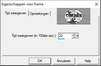 Instelling Eigenschappen voor frame