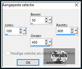 Activeer het Selectiegereedschap (toets S op het toetsenbord) - Aangepaste selectie met deze instellingen