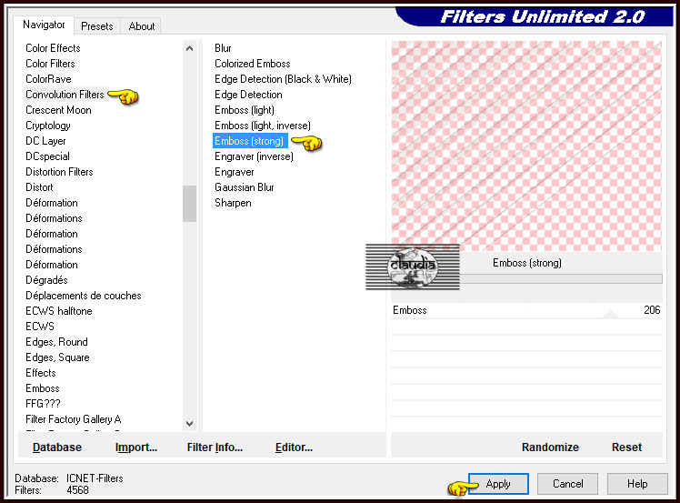 Effecten - Insteekfilters - <I.C.NET Software> - Filters Unlimited 2.0 - Convolution Filters - Emboss (strong)