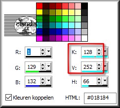 Noteer de getallen die naast de K en V staan