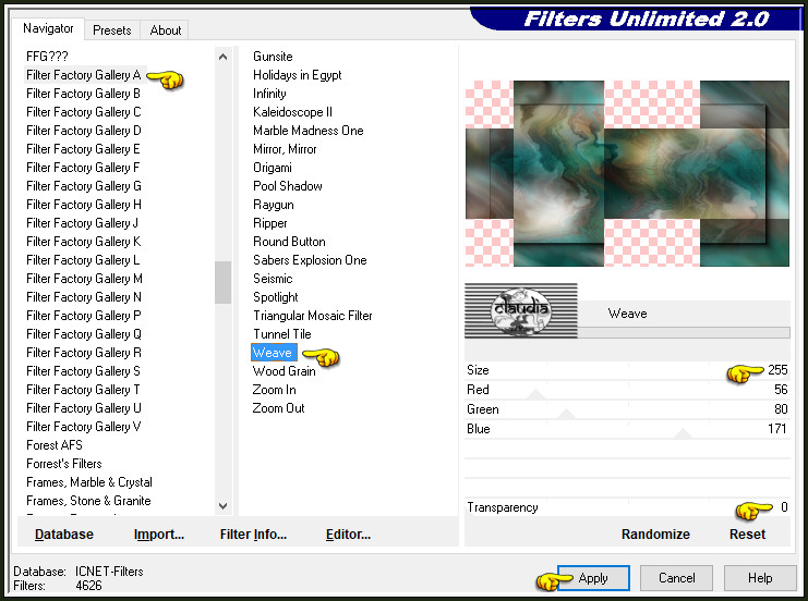 Effecten - Insteekfilters - <I.C.NET Software> - Filters Unlimited 2.0 - Filter Factory Gallery A - Weave :