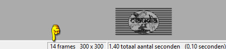 Onderaan in AS kan je zien dat het bestandje 14 frames heef