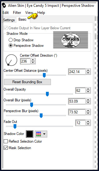 Effecten - Insteekfilters - Alien Skin Eye Candy 5 : Impact - Perspective Shadow :