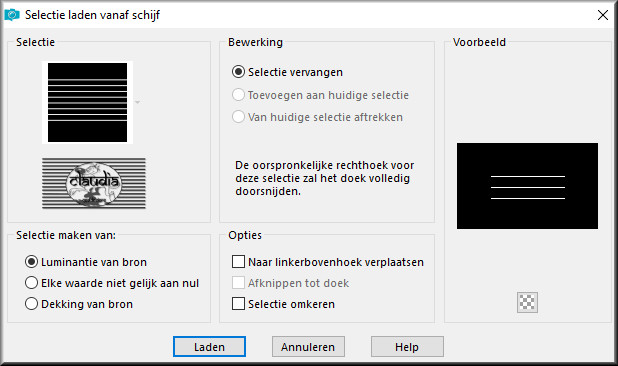 Selecties - Selectie laden/opslaan - Selectie laden vanaf schijf : LA_SIG 97-5