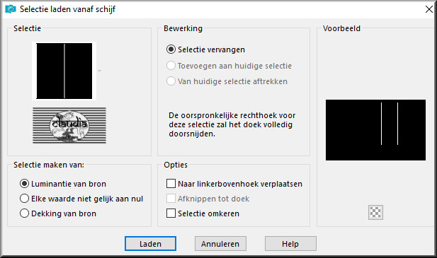 Selecties - Selectie laden/opslaan - Selectie laden vanaf schijf : LA_SIG 97-6