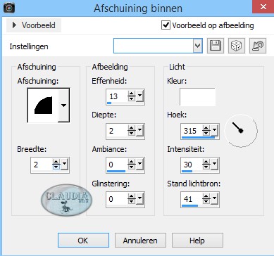 Effecten - 3D Effecten - Afschuining binnen