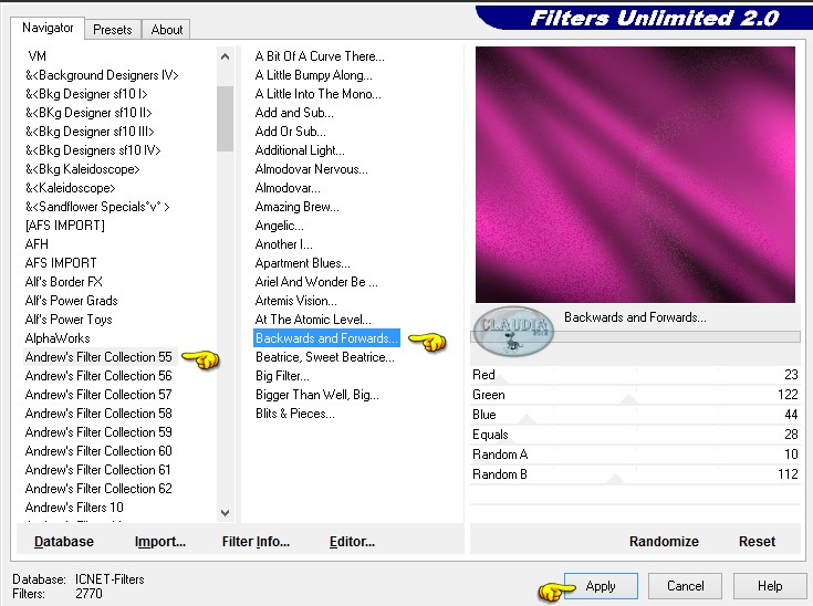 Effecten - Insteekfilters - <I.C. NET Software> - Filters Unlimited 2.0 - Andrew's Filter Collection 55 - Backwards and Forwards