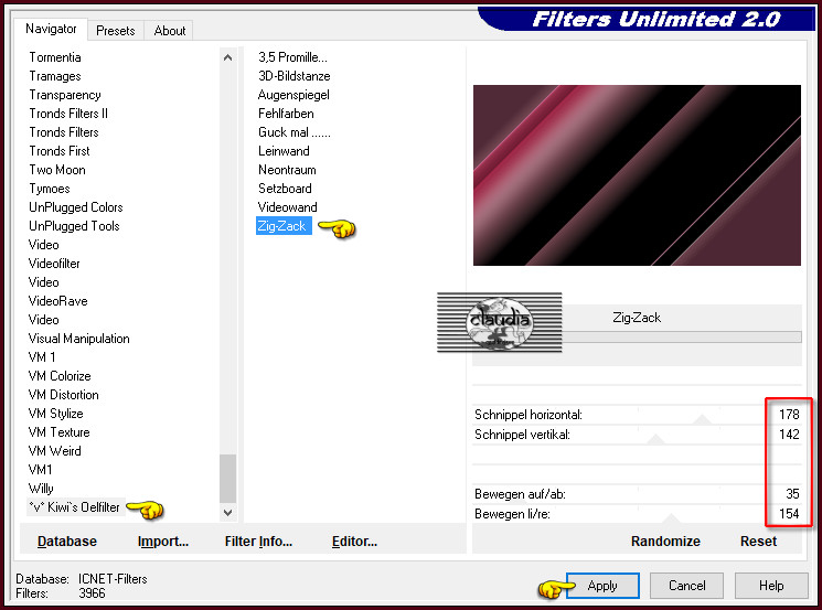 Effecten - Insteekfilters - <I.C.NET Software> - Filters Unlimited 2.0 - °v° Kiwi's Oelfilter - Zig-Zack