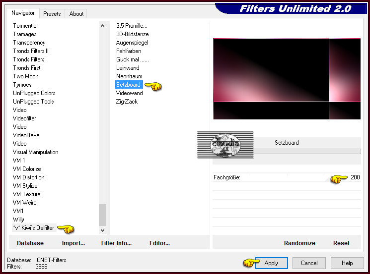 Effecten - Insteekfilters - <I.C.NET Software> - Filters Unlimited 2.0 - °v° Kiwi's Oelfilter - Setzboard