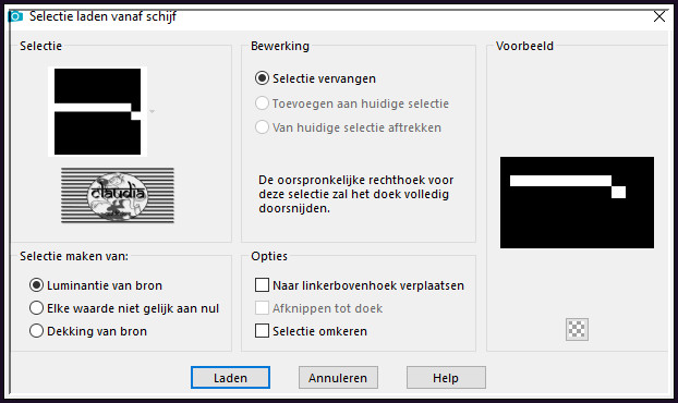 Selecties - Selectie laden/opslaan - Selectie laden vanaf schijf : LA_SIG 129-1