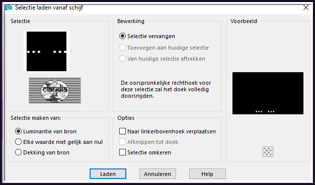 Selecties - Selectie laden/opslaan - Selectie laden vanaf schijf : LA_SIG 129-3