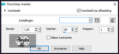 Aanpassen - Scherpte - Onscherp masker :