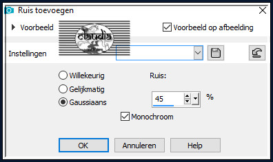 Aanpassen - Ruis toevoegen/verwijderen - Ruis toevoegen : (= Grofkorreligheid)