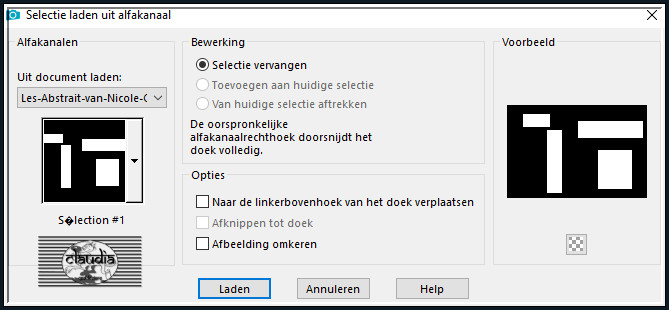 Selecties - Selectie laden/opslaan - Selectie laden uit alfakanaal : Sélection #1