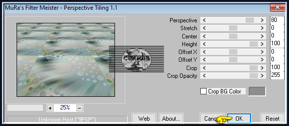 Effecten - Insteekfilters - MuRa's Meister - Perspective Tiling : Crop BG Color = 2de kleur