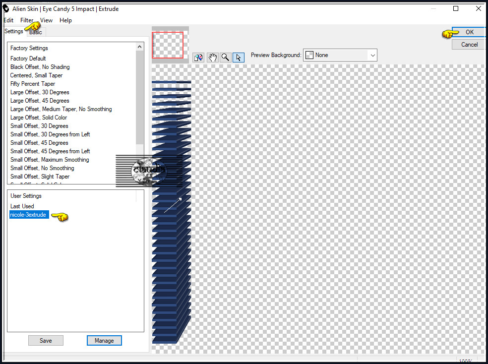 Effecten - Insteekfilters - Alien Skin Eye Candy 5 : Impact - Extrude :