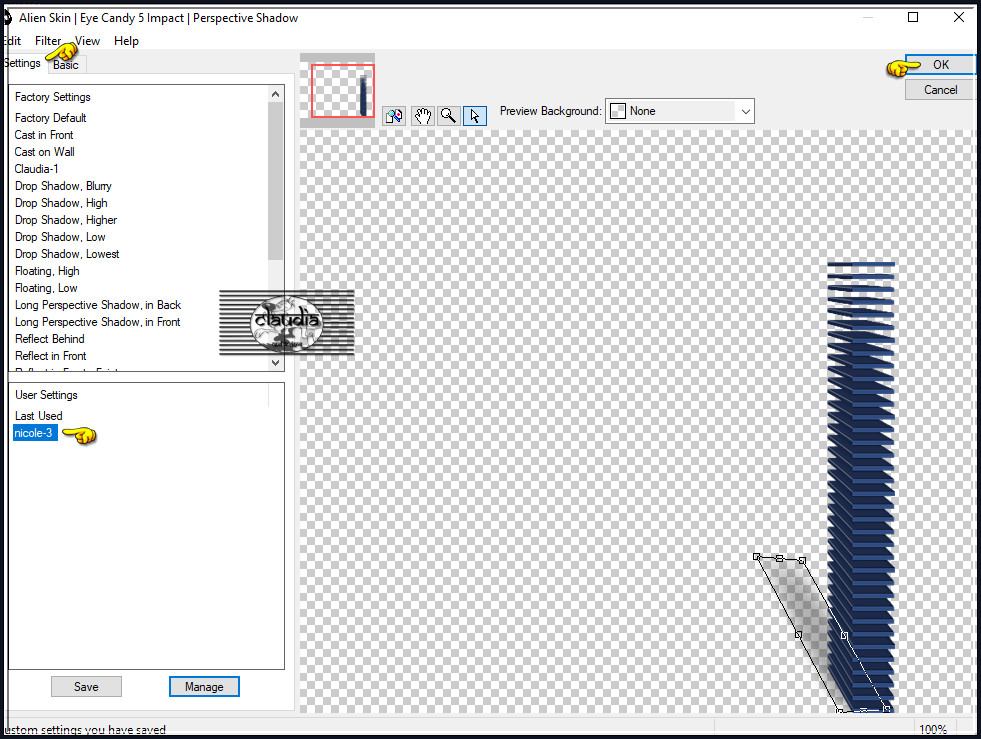 Effecten - Insteekfilters - Alien Skin Eye Candy 5 : Impact - Perspective Shadow :