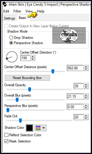 Effecten - Insteekfilters - Alien Skin Eye Candy 5 : Impact - Perspective Shadow :