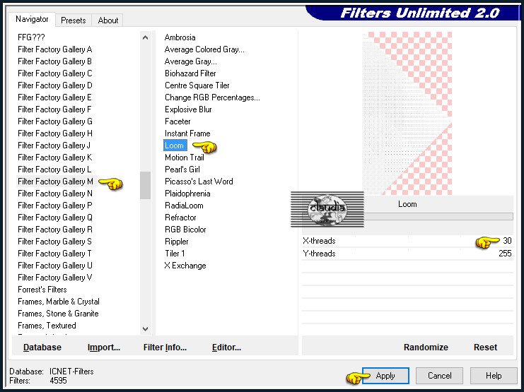 Effecten - Insteekfilters - <I.C.NET Software> - Filters Unlimited 2.0 - Filter Factory Gallery M - Loom