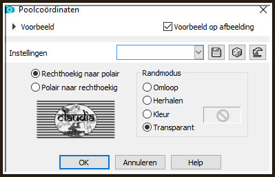 Effecten - Vervormingseffecten - Poolcoördinaten :