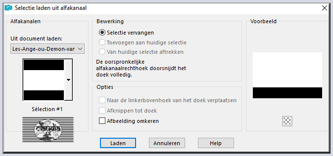 Selecties - Selectie laden/opslaan - Selectie laden uit alfakanaal : Sélection #1