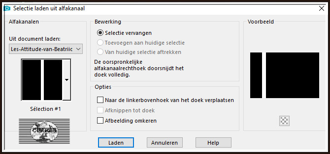 Selecties - Selectie laden/opslaan - Selectie laden uit alfakanaal : Sélection #1