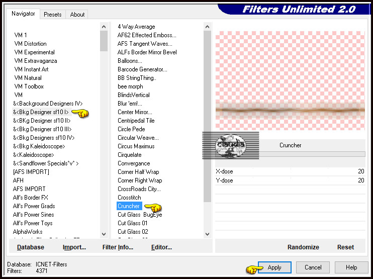 Effecten - Insteekfilters - <I.C.NET Software> - Filters Unlimited 2.0 -&<Bkg Designer sf10 I> - Cruncher