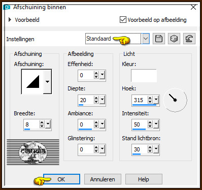 Effecten - 3D-Effecten - Afschuining binnen :