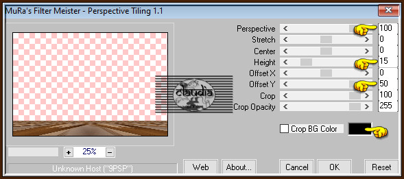 Effecten - Insteekfilters - MuRa's Meister - Perspective Tiling : Crop BG Color = 3de kleur 