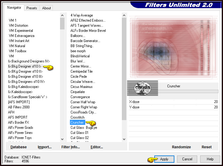 Effecten - Insteekfilters - <I.C.NET Software> - Filters Unlimited 2.0 - &<Bkg Designer sf10 I> - Cruncher