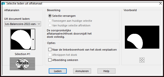 Selecties - Selectie laden/opslaan - Selectie laden uit alfakanaal : Sélection #1