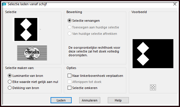 Selecties - Selectie laden/opslaan - Selectie laden vanaf schijf : cadreballerine