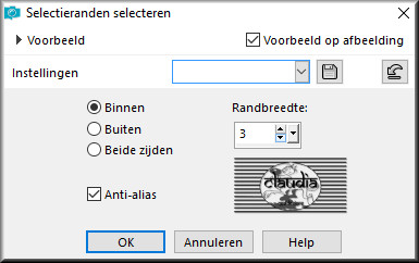 Selecties - Wijzigen - Selectieranden selecteren